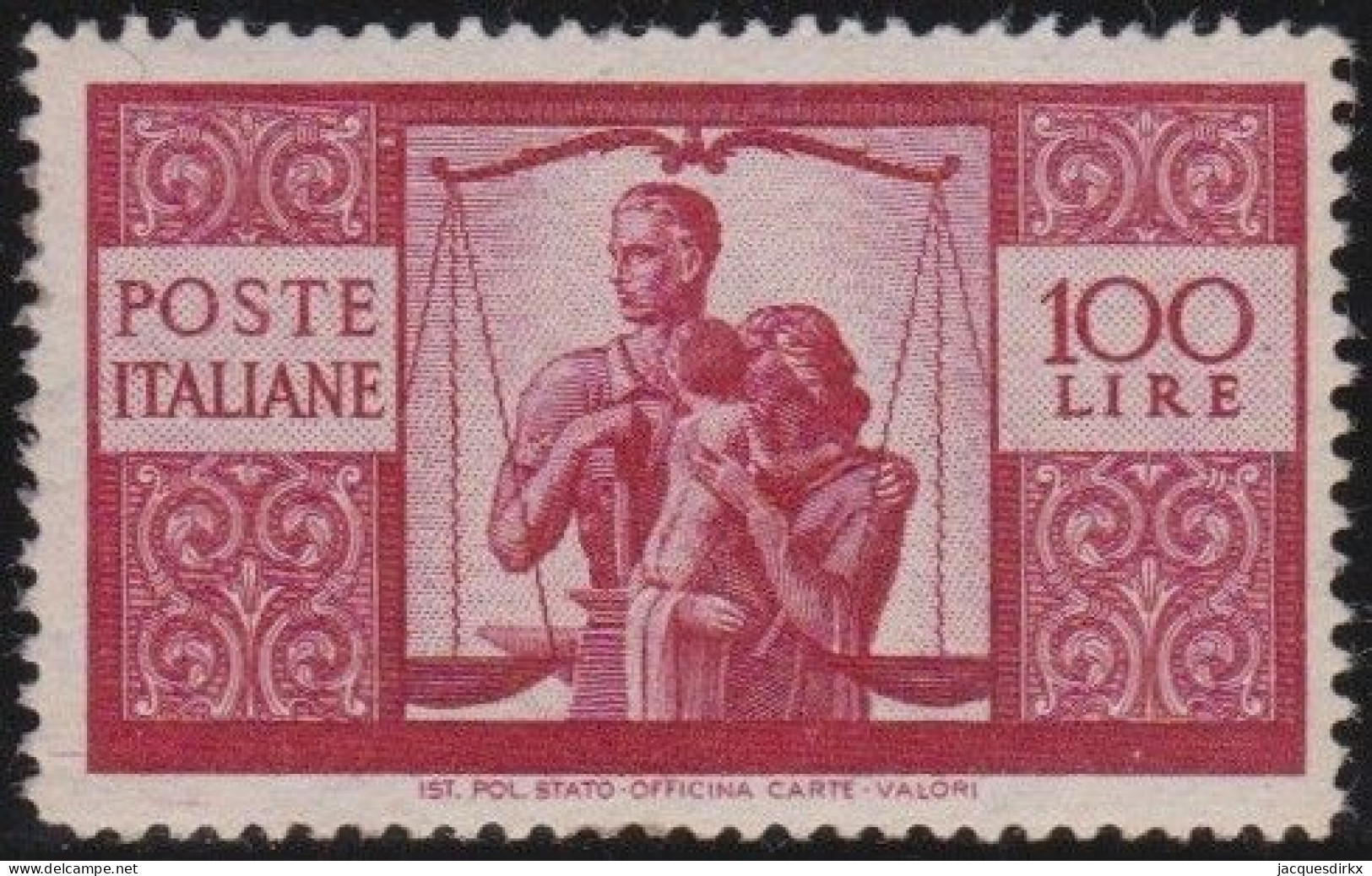 Italy   .  Y&T   .      503  (2 Scans)     .   **      .   MNH - 1946-60: Nuovi