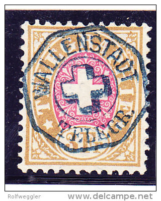 Heimat SG WALLENSTADT TELEGR. Vollstempel Auf Telegraphen Marken 3Fr. 1881 #18 - Telégrafo