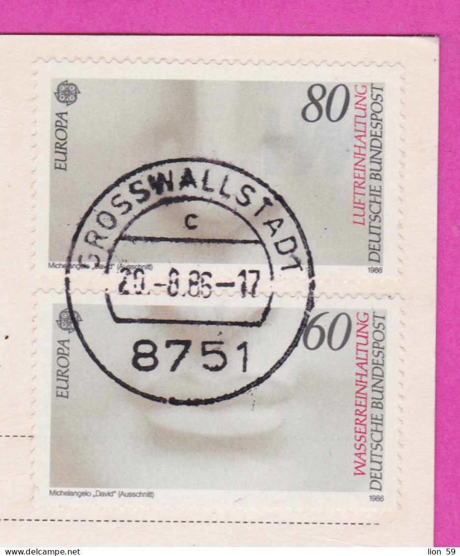 293266 / Germany BRD Großwallstadt Kreis Miltenberg/Main PC USED 1986 - 80+80 Pf. Europa CEPT Schöne Nase Michelangelo - Mittelberg