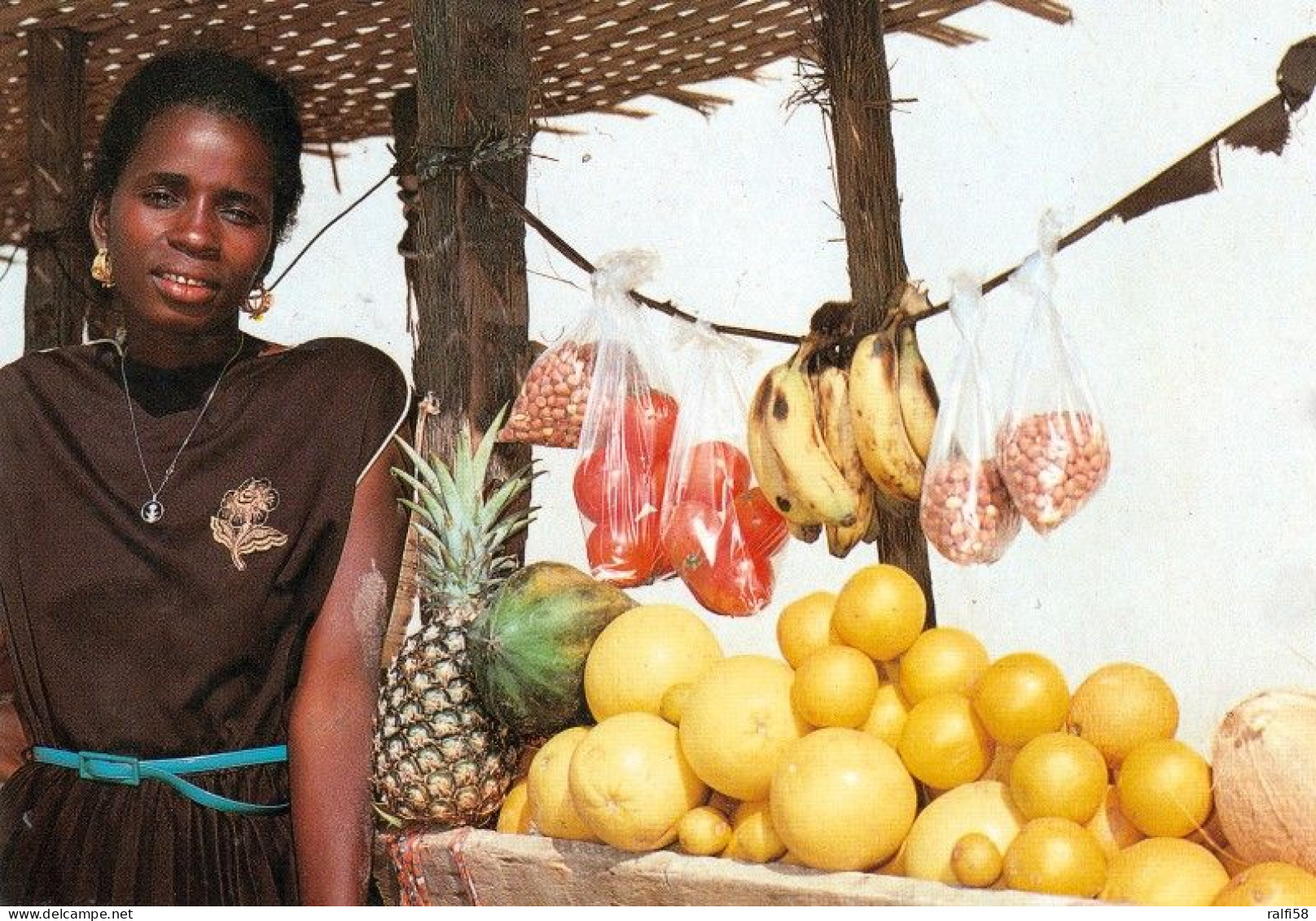 1 AK Gambia * Frucht Verkäuferin - Local Fruit Stall - Ein Lokaler Obststand * - Gambia