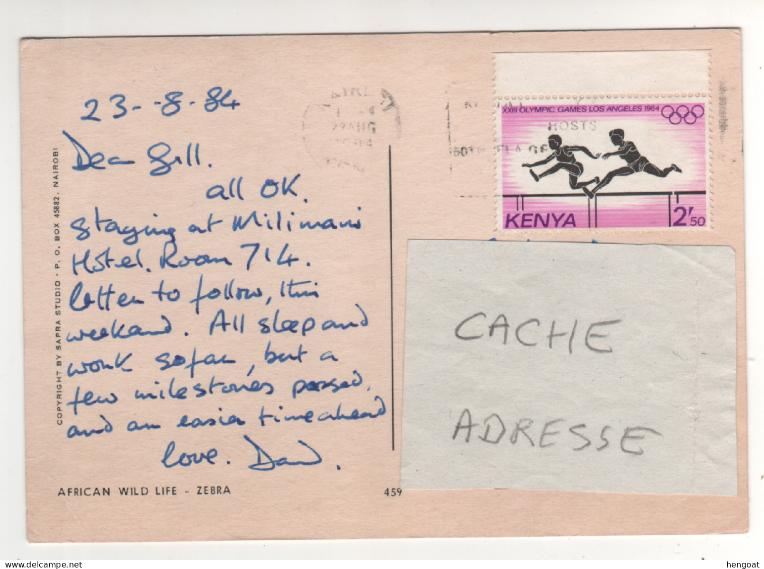 Timbre , Stamp " XXIII Jeux Olympiques Los Angeles 1984 , Course De Haies " Sur CP , Carte , Postcard Du 23/08/84 - Kenya (1963-...)