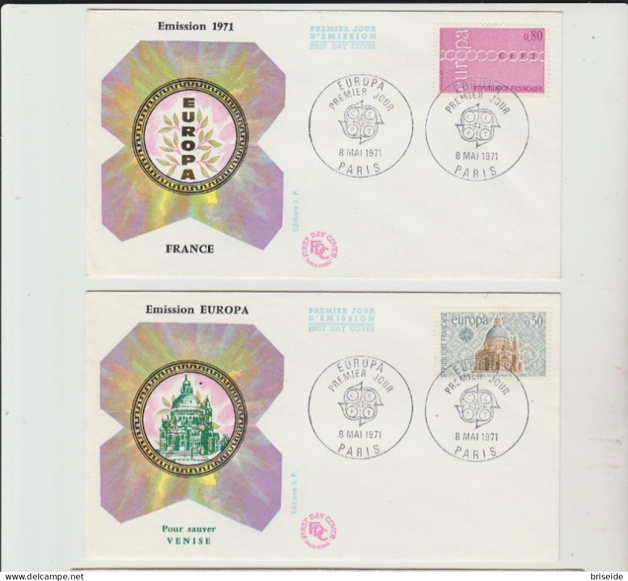 1971 N. 2 BUSTE EUROPA CEPT PREMIERJOUR D'E MISSION FIRST DAY COVER ERSTTAGSBRIEF 1°GIORNO EMISSION REPUBLIQUE FRANCAISE - 1971