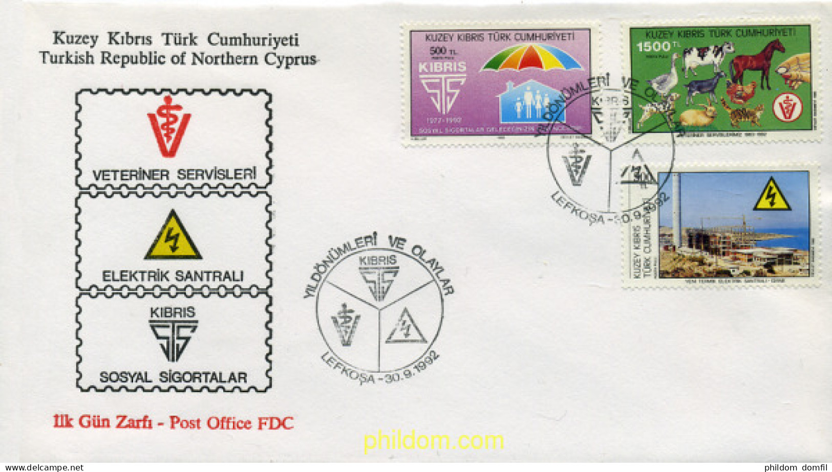 285971 USED CHIPRE. Administración Turca 1992 ANIVERSARIOS Y ACONTECIMIENTOS - Used Stamps