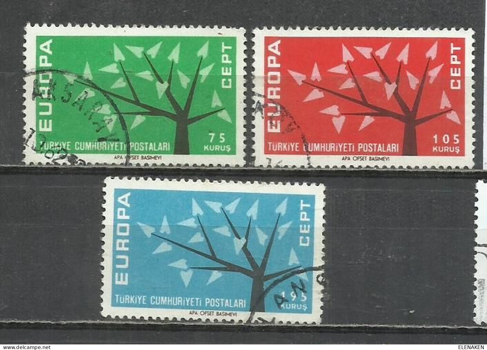 1008G-SERIE COMPLETA TURQUIA EUROPA 1962 Nº 1627/1629 - Used Stamps