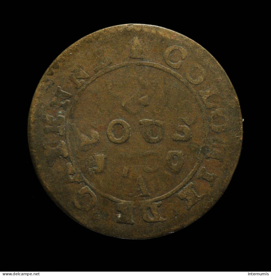 France, Cayenne (Guyane / French Guiana), 2 Sous, 1789, A - Paris, Billon, KM#1, Lec.20 - Frans-Guyana