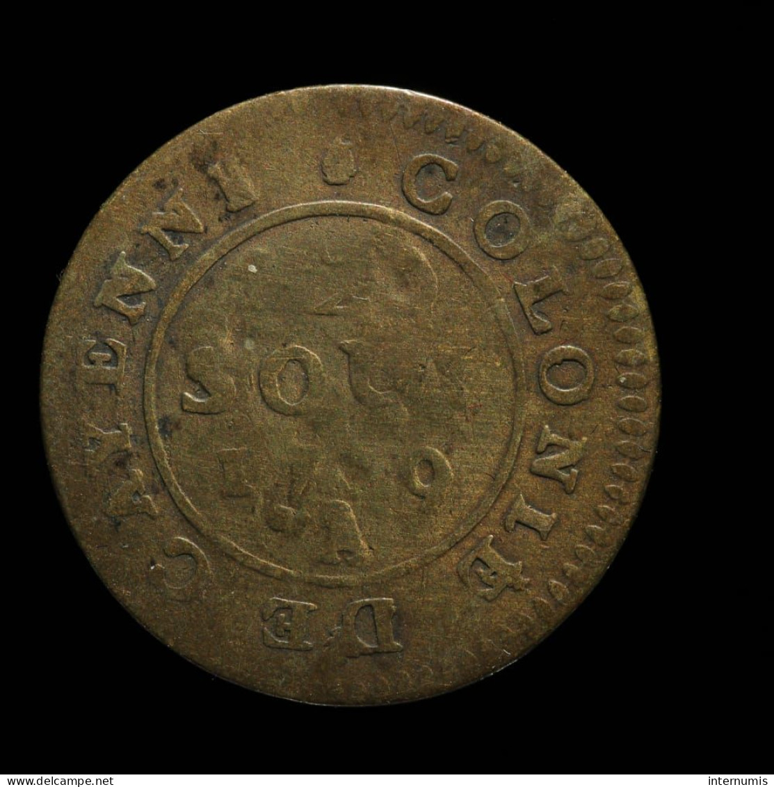 France, Cayenne (Guyane / French Guiana), 2 Sous, 1789, A - Paris, Billon, KM#1, Lec.20 - Französisch-Guayana