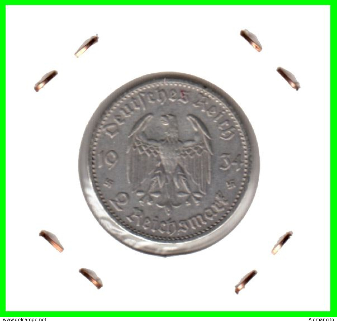 GERMANY - ALEMANIA DEUTFCHES REICH MONEDA DE 2.00 REICHSMARK AÑO 1934-D MONEDA DE PLATA - 27 MM.  ANIVERSARIO GOBI-NAZI - 2 Reichsmark