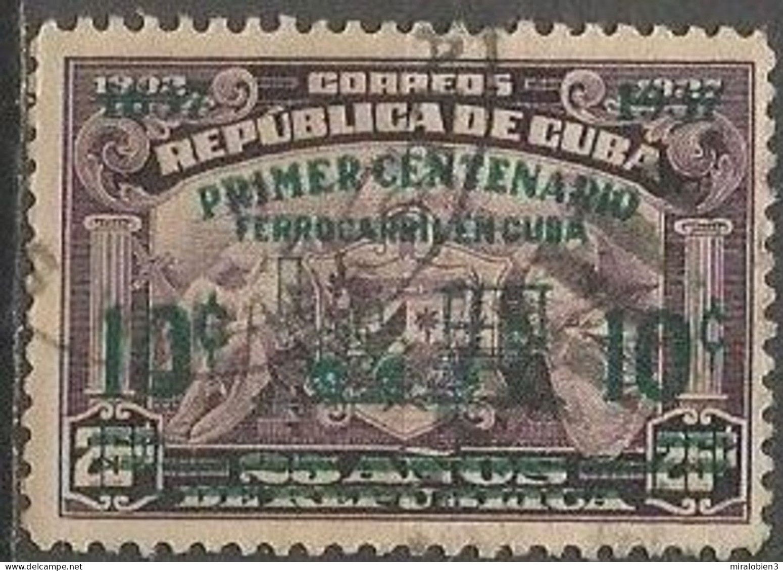 CUBA CENTENARIO DEL FERROCARRIL YVERT NUM. 254 USADO - Usati