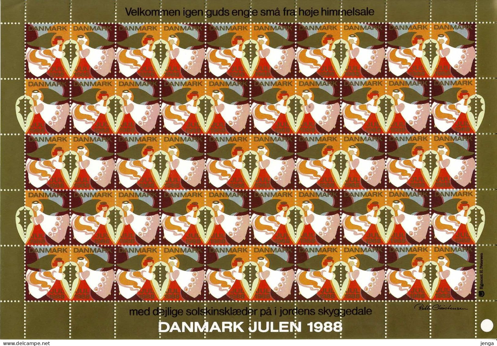Denmark; Christmas Seals.  Full Sheet 1988;  MNH(**) - Ganze Bögen