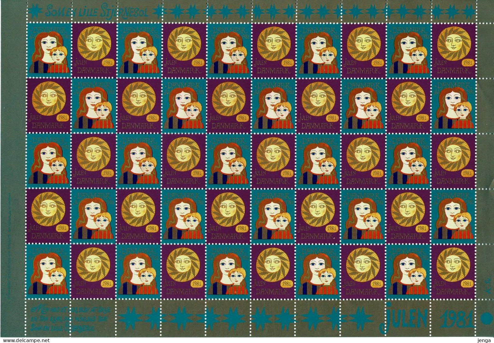 Denmark; Christmas Seals.  Full Sheet 1988.   MNH(**). - Full Sheets & Multiples