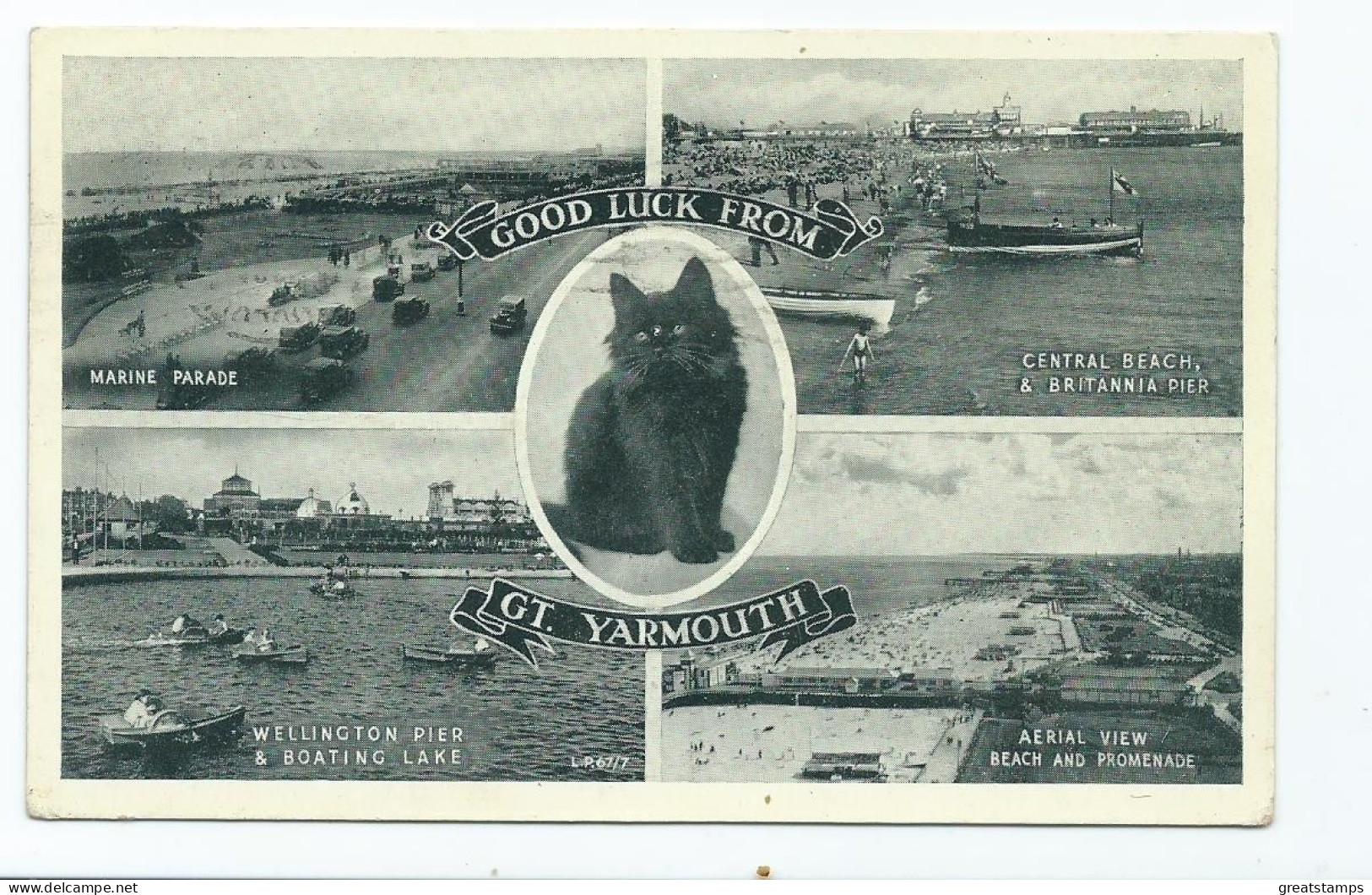 Postcard Norfolk Great Yarmouth Multiview With Good Luck Cat - Great Yarmouth