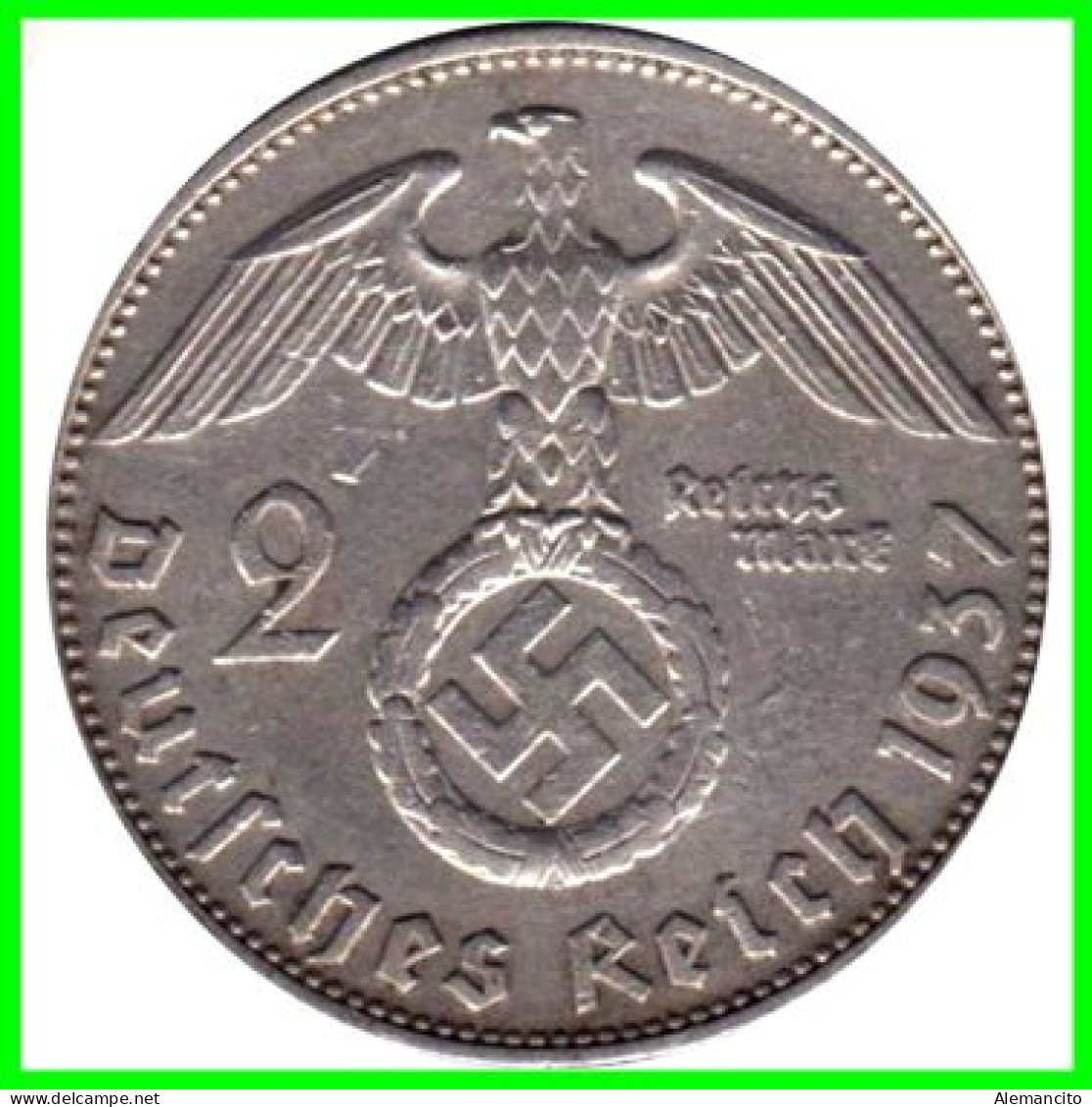 GERMANY - ALEMANIA DEUTFCHES REICH SERIE COMPLETA MONEDAS DE 2.00 REICHSMARK AÑO 1937  MONEDA DE PLATA –ESBALTICA - 2 Reichsmark