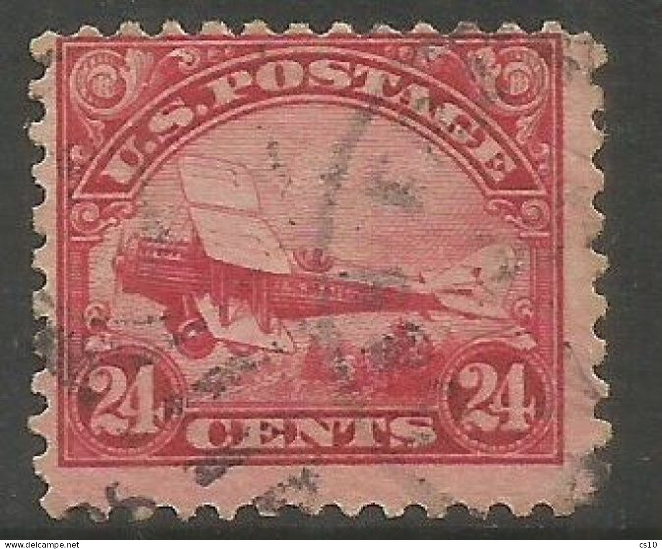 USA Curtiss Jenny 1923 C24 Carmine Airmail  Airpost # C6 Used - VFU Condition - Circular PMK!!! - 1a. 1918-1940 Used