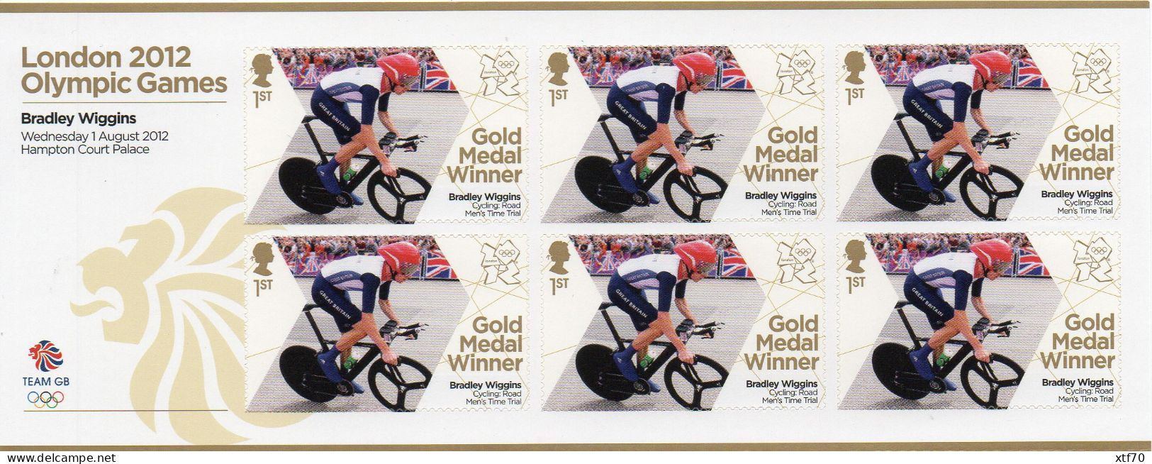 GREAT BRITAIN 2012 Olympic Games Gold Medal Winners: Bradley Wiggins - Unused Stamps