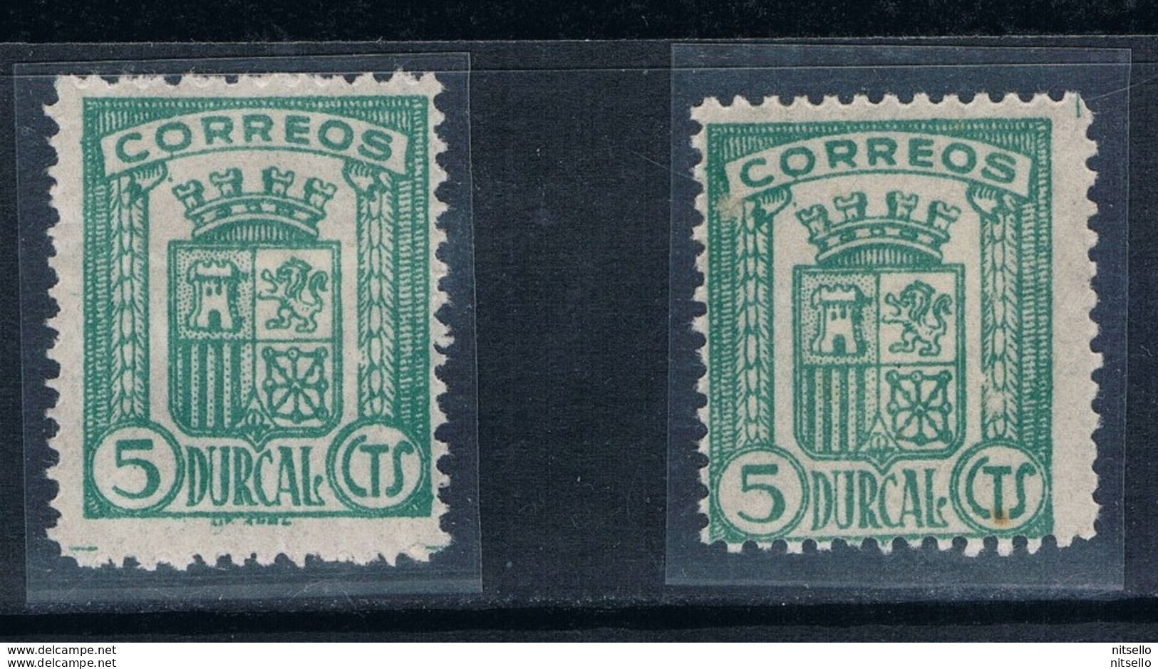 LOTE 2112 B   ///  (C125) GUERRA CIVIL   DURCAL - GRANADA  Fesofi Nº 1 *MH  2 Ejemplares Diferencia De Color Y Papel - Emisiones Nacionalistas