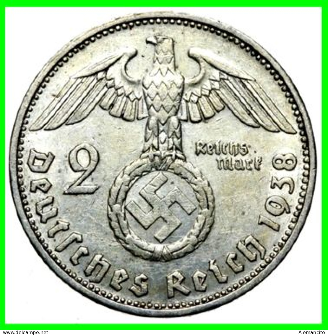 GERMANY - ALEMANIA DEUTFCHES REICH SERIE COMPLETA 7 MONEDAS DE 2.00 REICHSMARK AÑO 1938  MONEDA DE PLATA –ESBALTICA - 2 Reichsmark