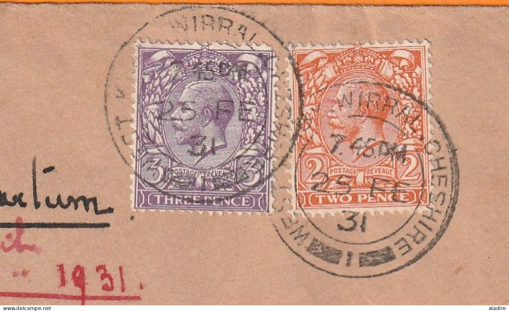 1931 - KGV - Air Mail Cover - 1st Flight London / Cairo, Egypt / Khartoum, Sudan - Arrival Stamp - Marcophilie