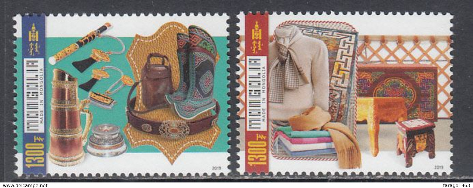 2019 Mongolia Made In Mongolia Clothing Carpets Boots Fashion Handicrafts  Complete Set Of 2 MNH - Mongolie