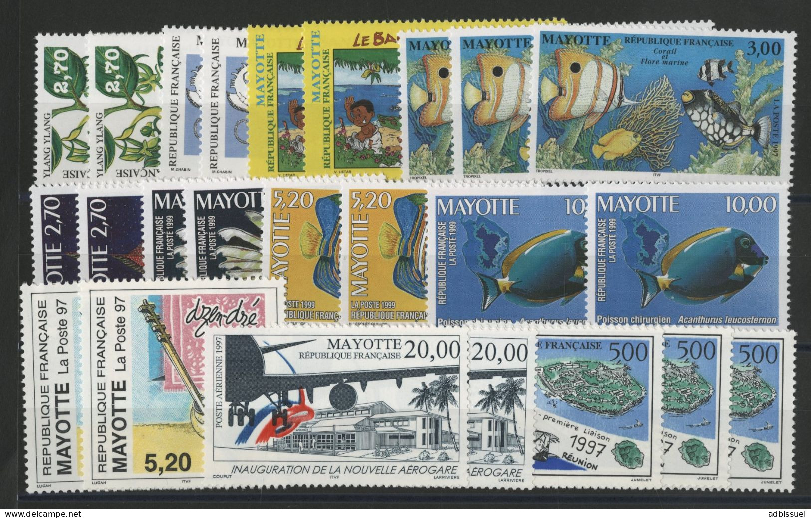 MAYOTTE 24 Valeurs Neuves MNH Cote 86,90 € (faciale 135,20 Fr = 20,61 €) Vendu à 58,22 % De La Valeur Faciale Voir Suite - Nuevos