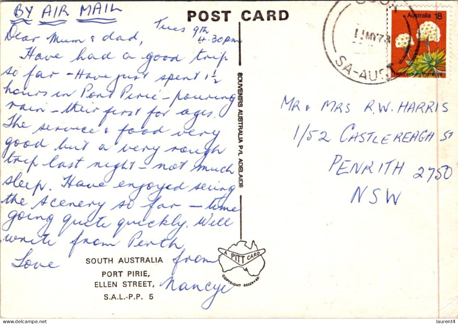 10-11-2023 (1 V 46) Australia - Sa - (Posted 1978 - Flower Stamp) Port Pirie, Ellen Street - Autres & Non Classés