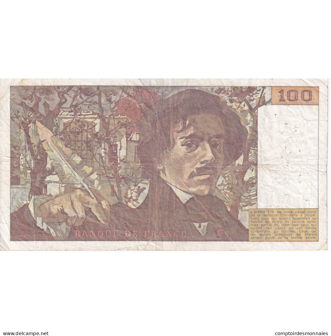 France, 100 Francs, Delacroix, 1978, O.2, TB, Fayette:68.2, KM:154a - 100 F 1978-1995 ''Delacroix''