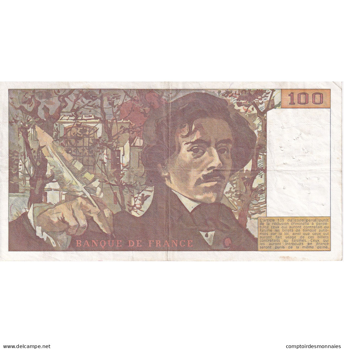 France, 100 Francs, Delacroix, 1978, K.4, TB, Fayette:69.4, KM:153 - 100 F 1978-1995 ''Delacroix''