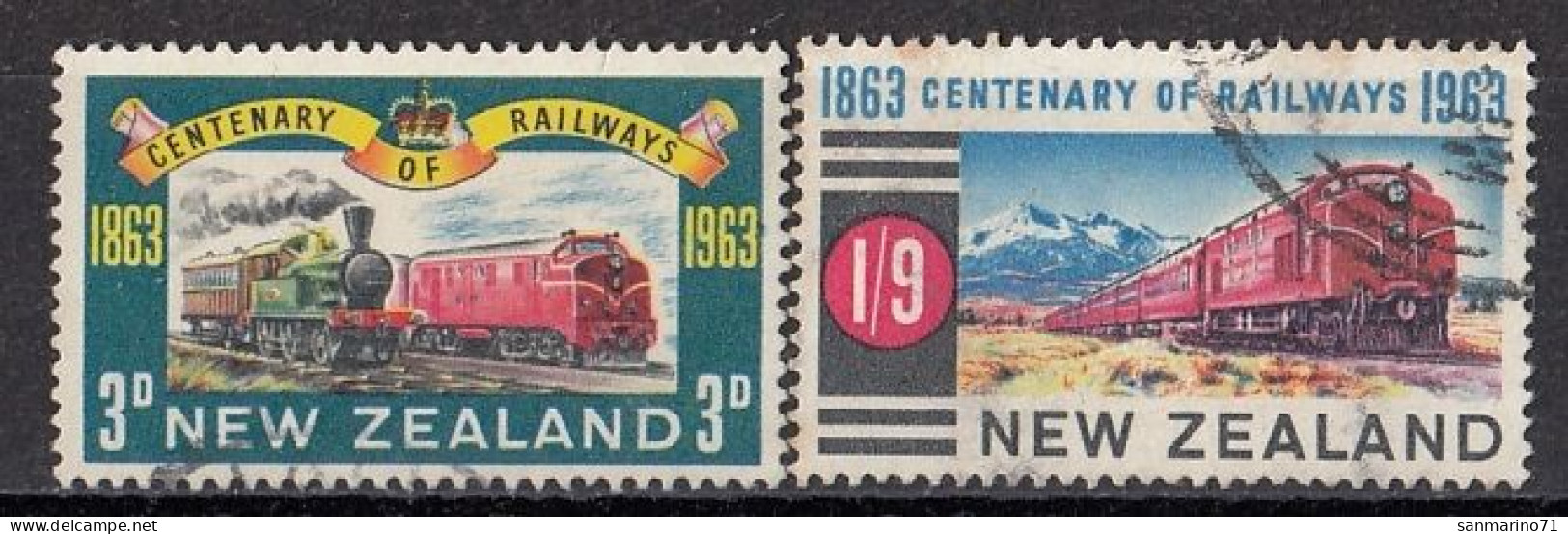 NEW ZEALAND 428-429,used,falc Hinged,trains - Used Stamps