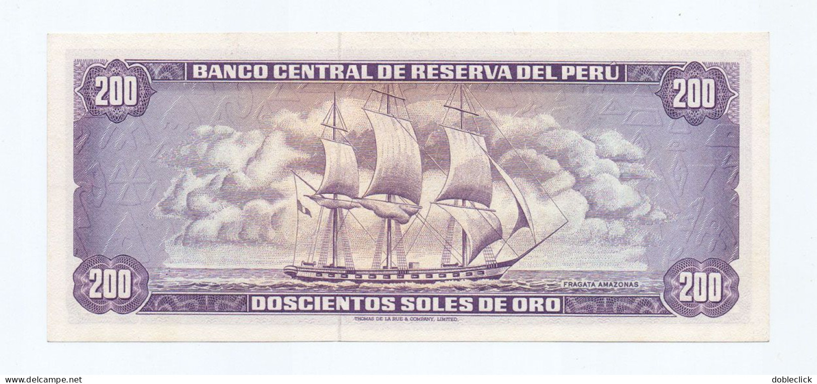 PERU - 200 SOLES DE ORO CASTILLA FISHERMEN FRIGATE P-103b 1974 - UNC - Peru