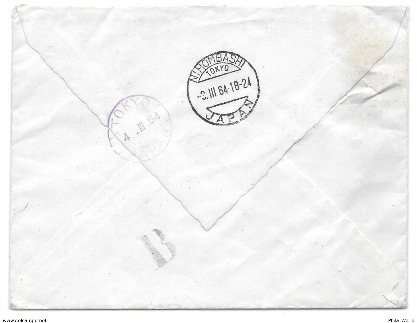 FRANCE 1963 YT 1368 Bathyscaphe Archimède Seul S Lettre Pour JAPON RETOUR INCONNU Flamme PARIS CNIT Navigation Plaisance - Cartas & Documentos