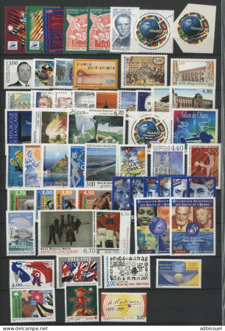 ANNEE COMPLETE 1998 Cote 163,50 € 91 Valeurs Neuves ** (MNH) Vendues à La Valeur Faciale TB Voir Suite - 1990-1999