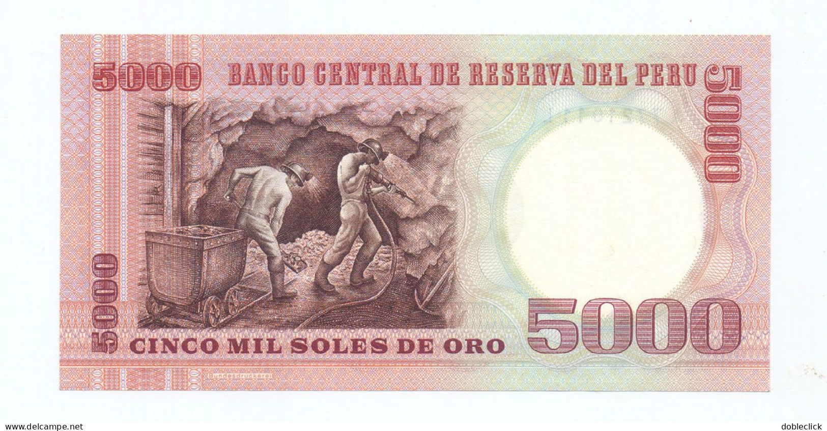 PERU - 5000 SOLES DE ORO BDDK P-117b 1981 - UNC - Perú