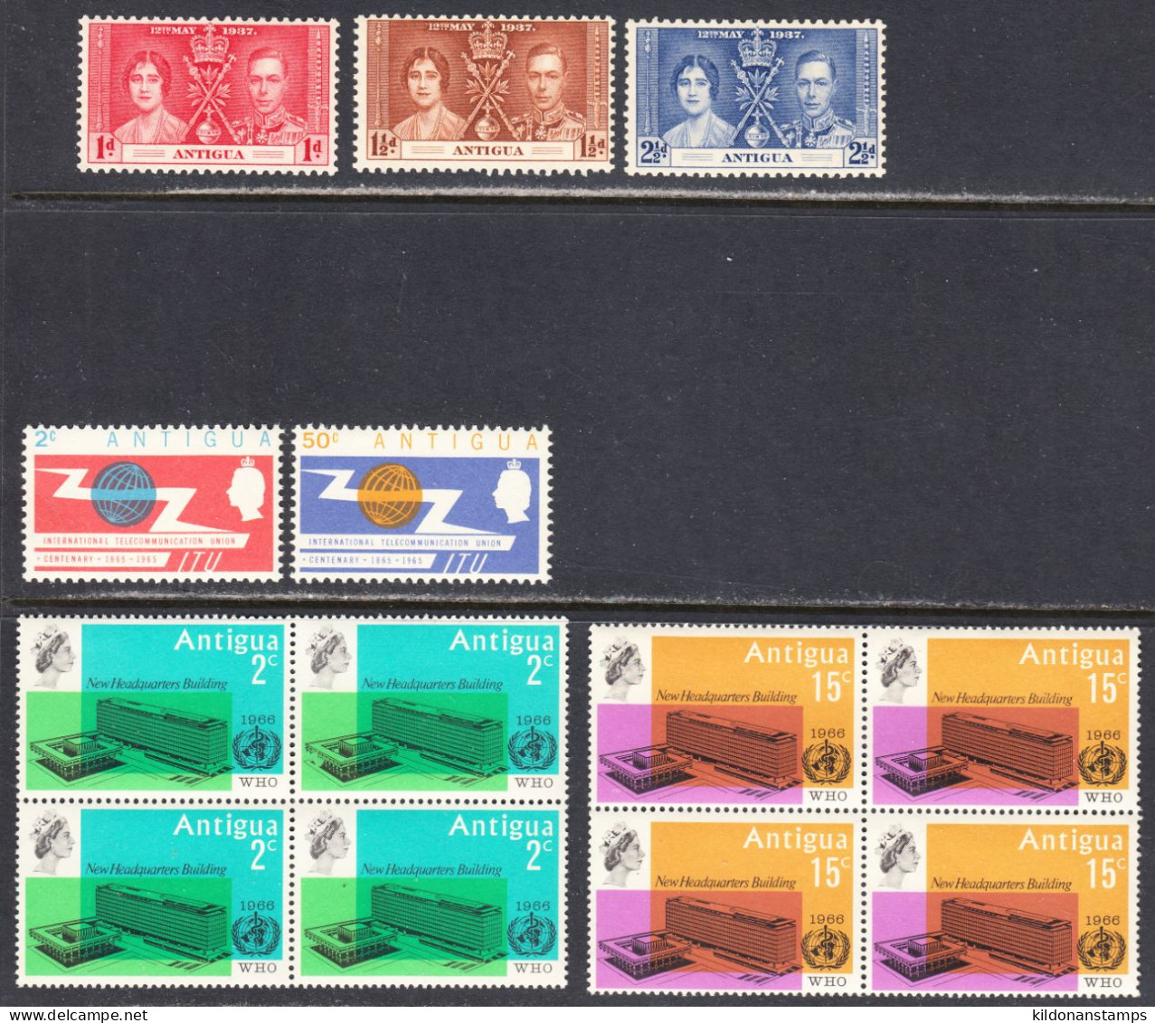 Antigua 1937,65,66 Mint No Hinge/mint Mounted, Sc# 81-83,153-154,165-166. SG - 1858-1960 Kronenkolonie