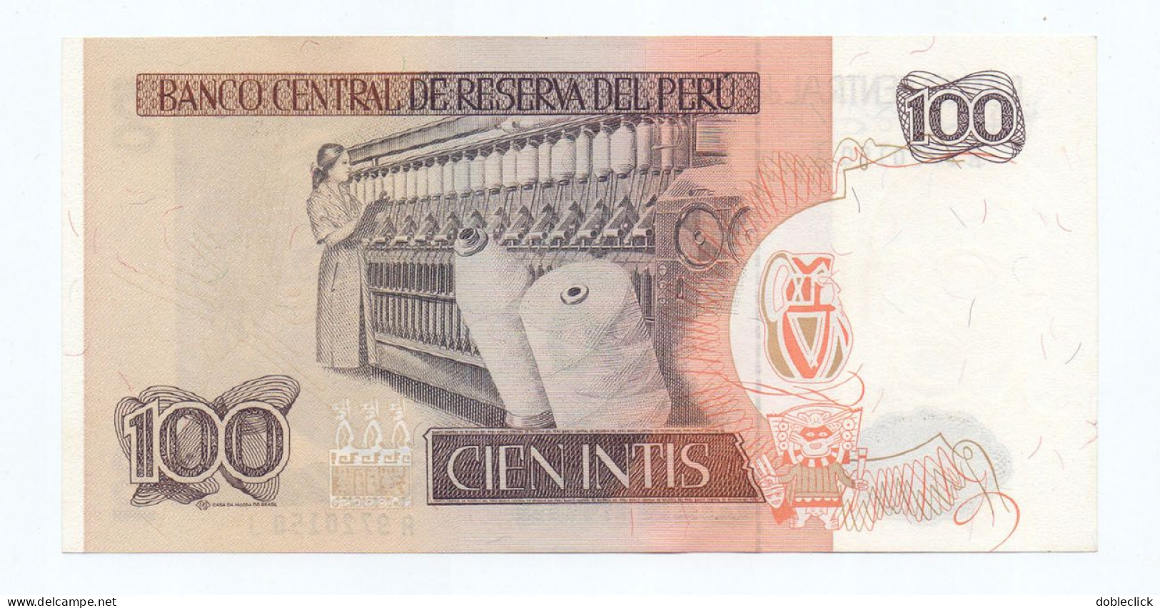 PERU - 2nd DATE 100 INTIS NOTE 1985 P-132a - UNC - Pérou