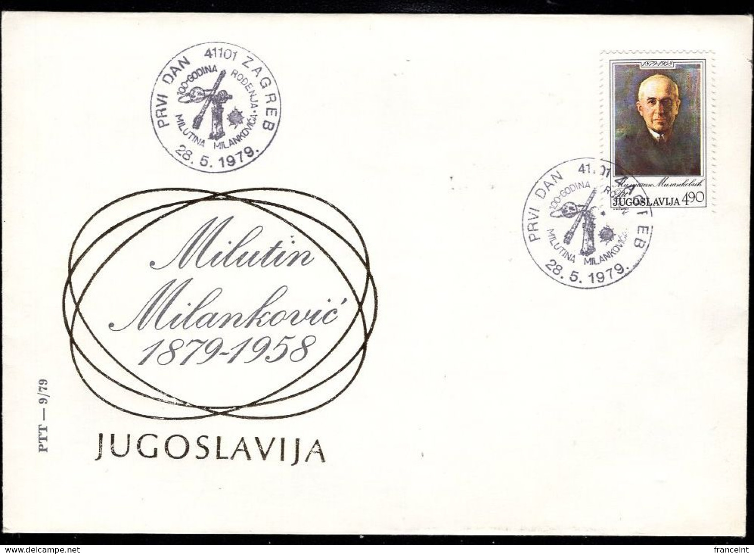 YUGOSLAVIA(1979) Milutin Milankovic. Unaddressed FDC With Cachet And Thematic Cancel. Climate Scientist Who Studied Long - FDC