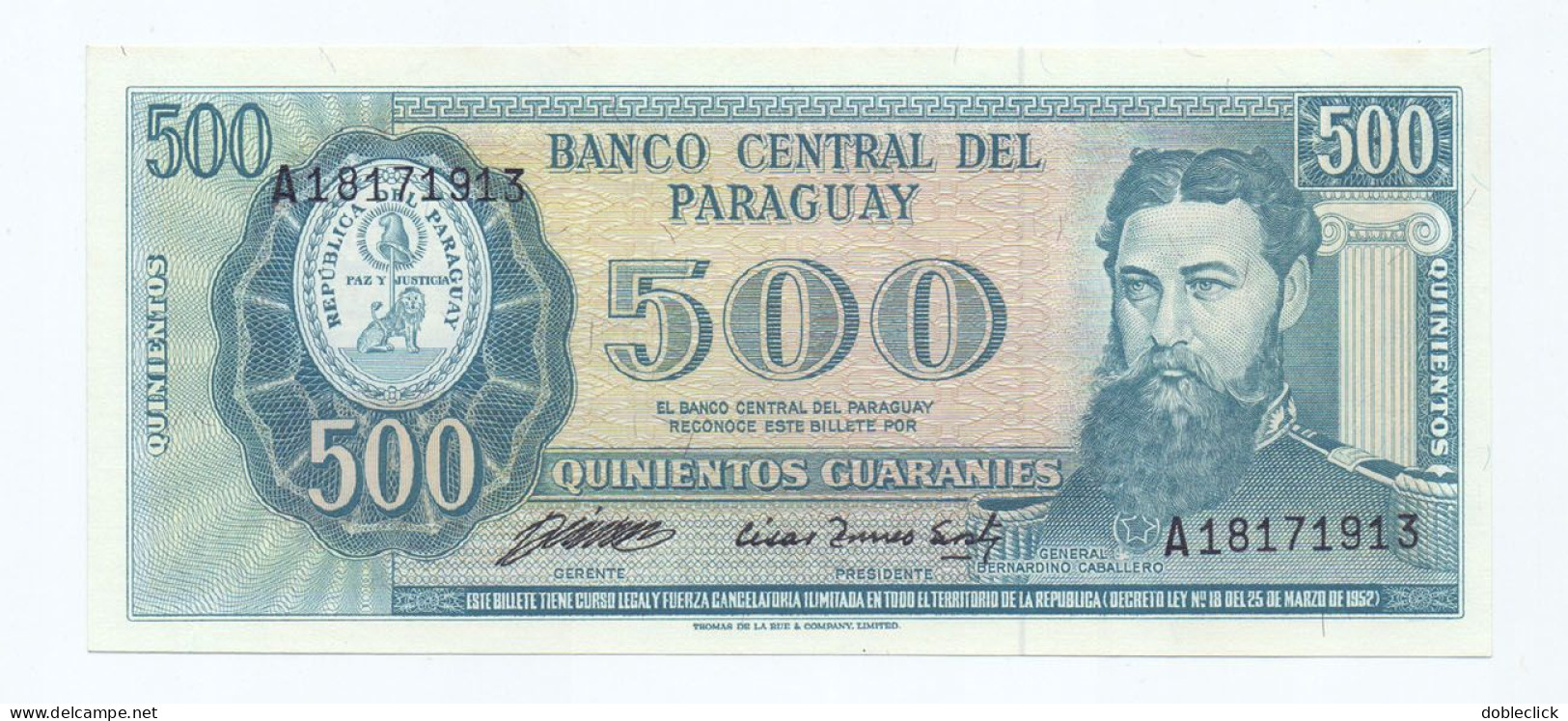 PARAGUAY - 500 GUARANIES P-206 - CACERES ROMEO ACOSTA SIGN. 1982 UNC - Paraguay