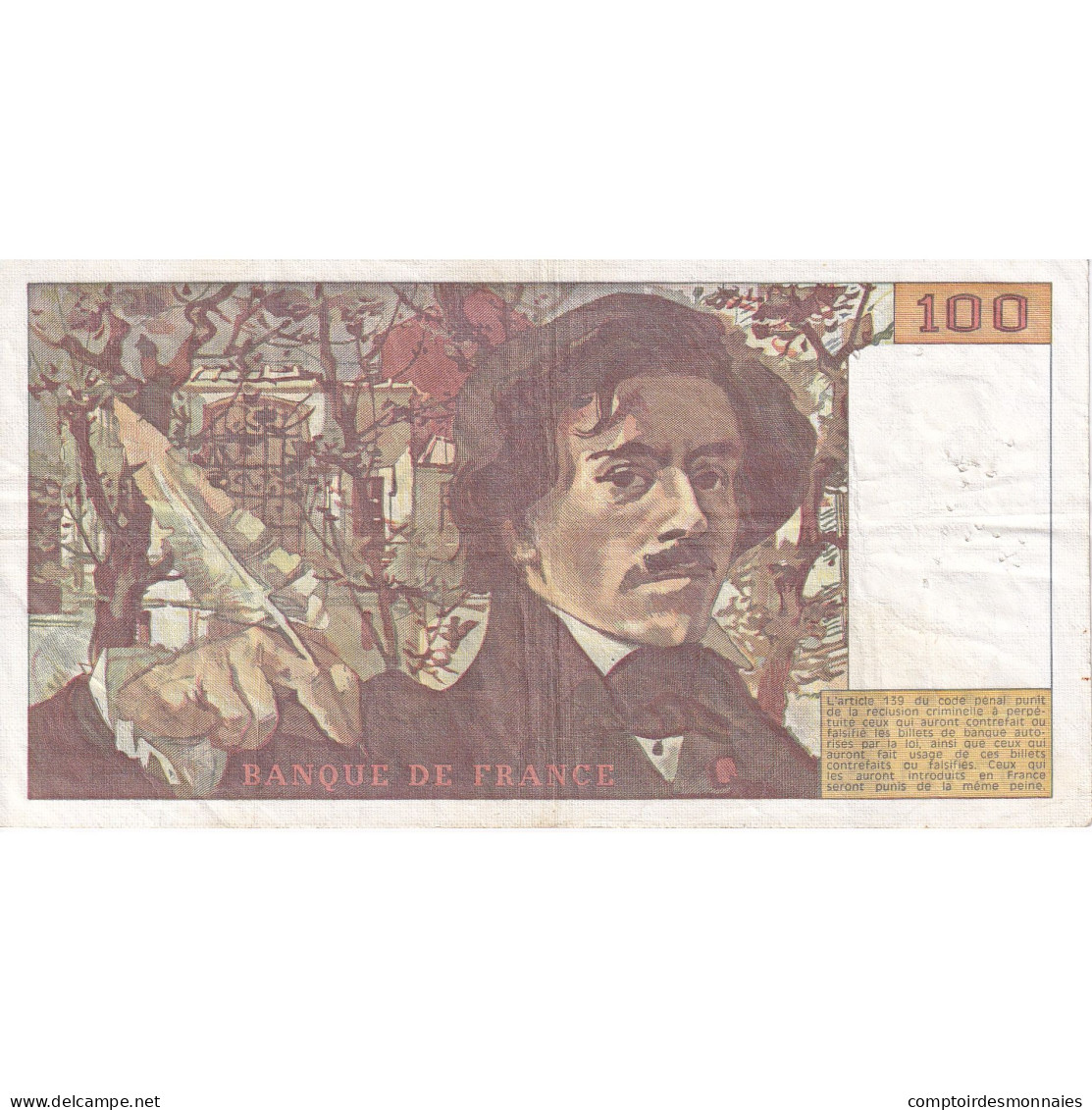 France, 100 Francs, Delacroix, 1978, U.8, TB, Fayette:69.1e, KM:154a - 100 F 1978-1995 ''Delacroix''