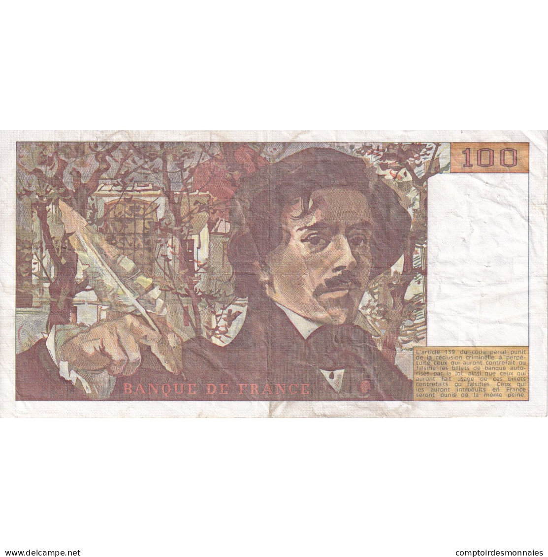 France, 100 Francs, Delacroix, 1981, N.44, TB, Fayette:69.5, KM:154b - 100 F 1978-1995 ''Delacroix''