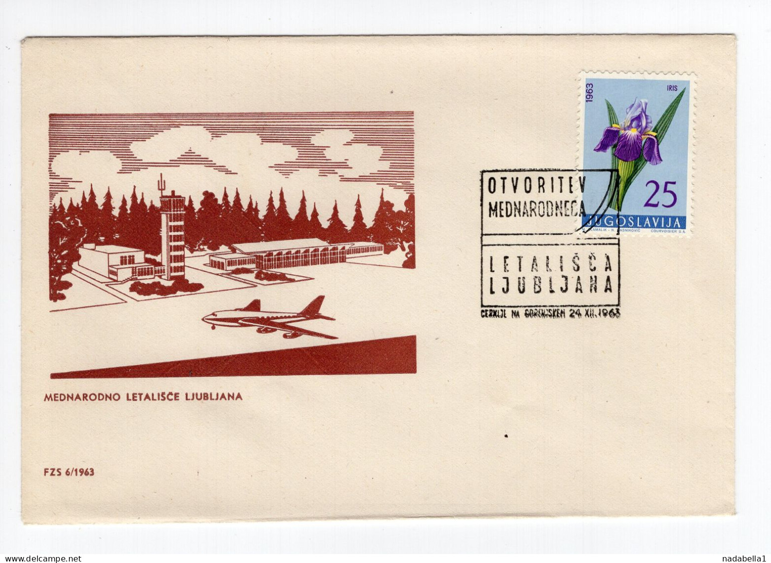 1963. YUGOSLAVIA,SLOVENIA,LJUBLJANA,AIRPORT OPENING SPECIAL COVER AND CANCELLATION - Brieven En Documenten