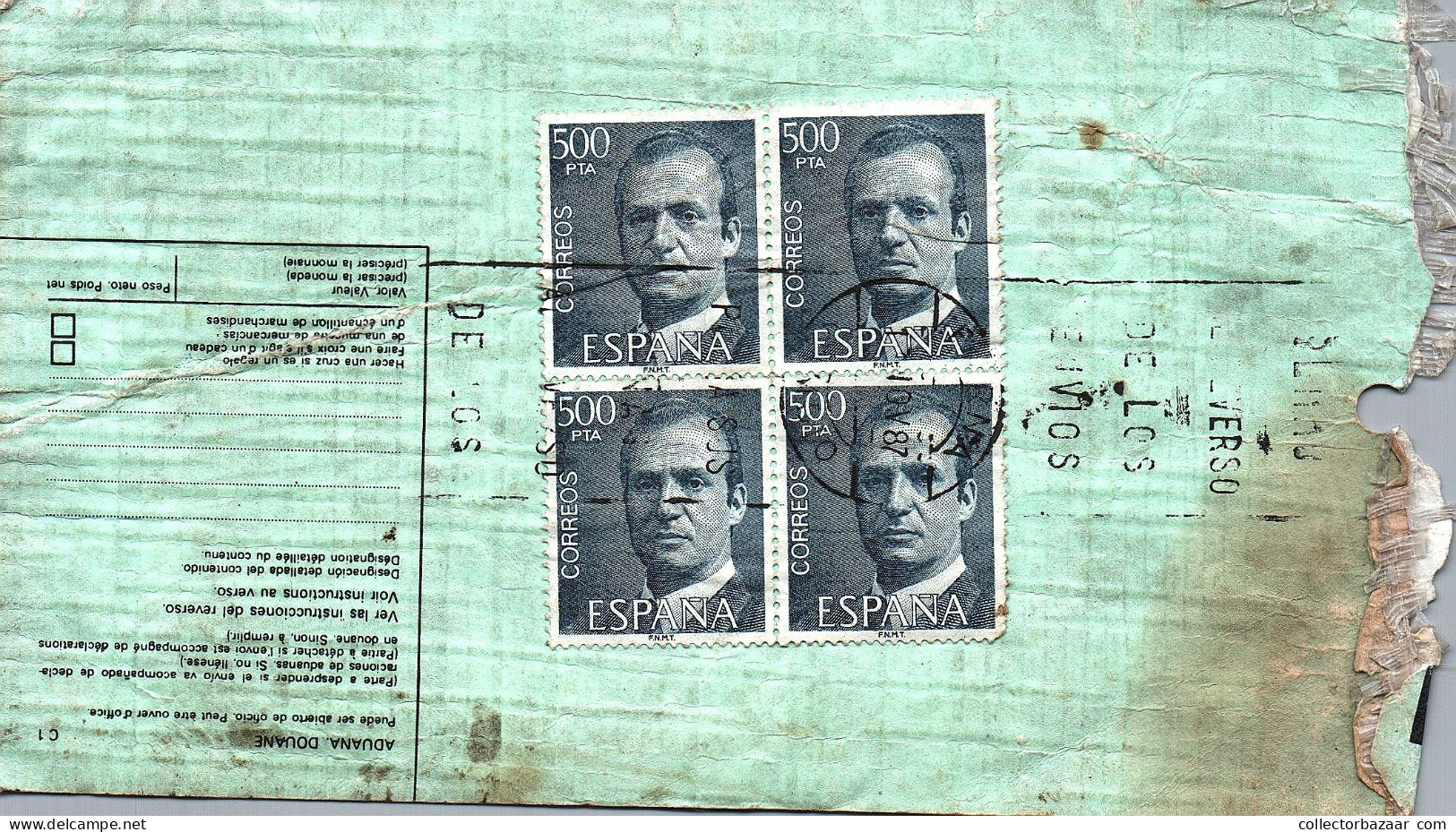 SPAIN PARCEL TAG WITH 500PESETASX4 KING CARLOS - Exprès