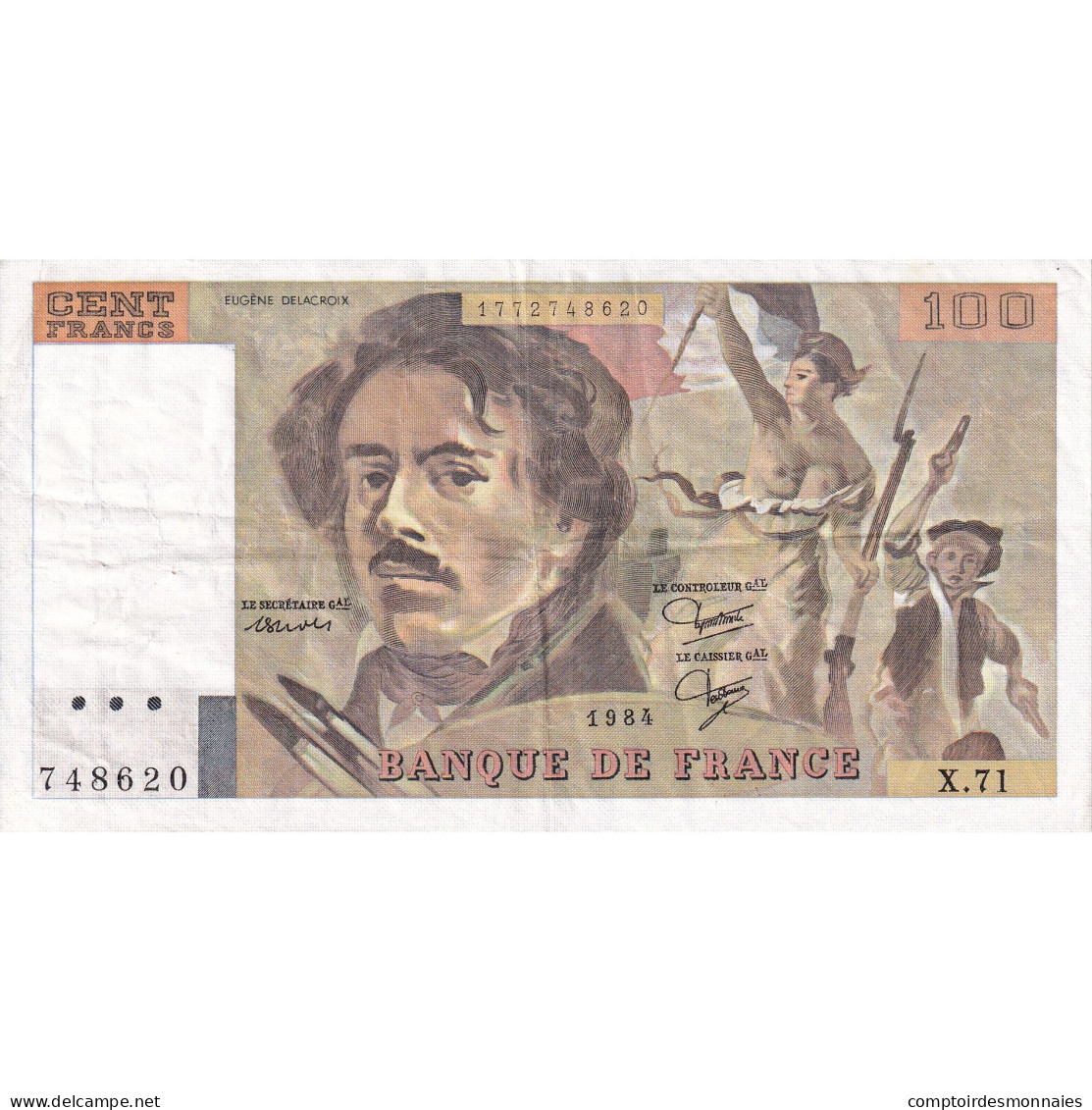 France, 100 Francs, Delacroix, 1984, X.71, TTB, Fayette:69.8a), KM:154b - 100 F 1978-1995 ''Delacroix''