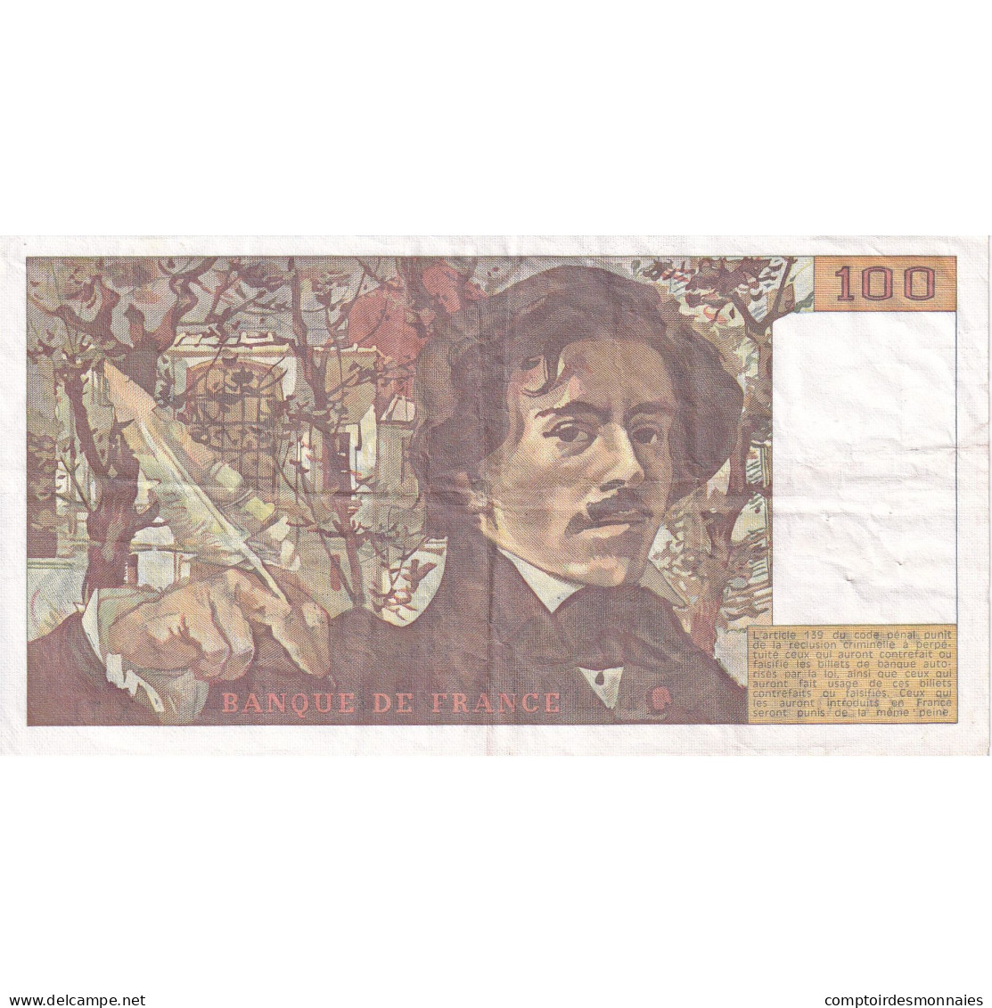 France, 100 Francs, Delacroix, 1984, X.71, TTB, Fayette:69.8a), KM:154b - 100 F 1978-1995 ''Delacroix''