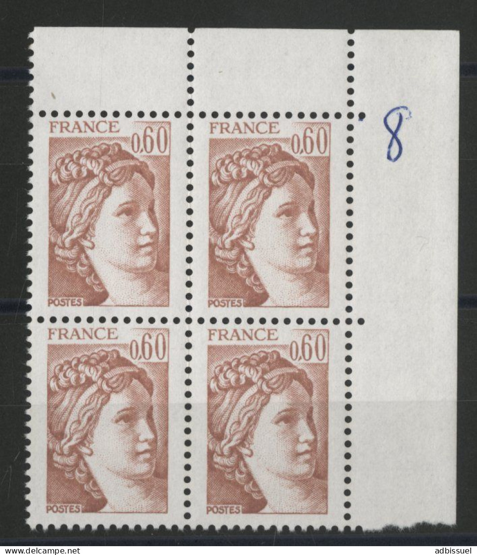 N° 2119a (x4) Cote 200 € SANS BANDE DE PHOSPHORE Neufs ** (MNH) 60 Ct Sabine + Coin De Feuille Voir Suite - Nuovi