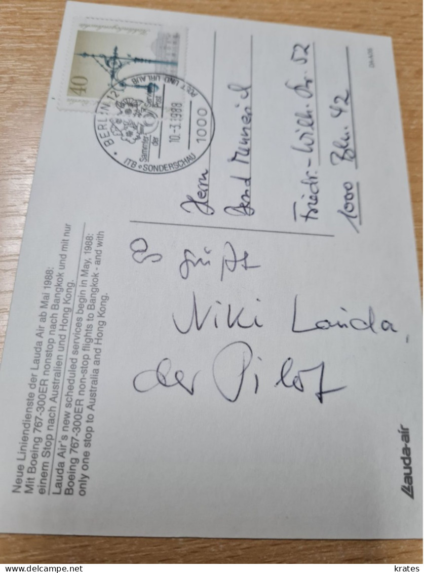 Postcard - Niki Lauda, Lauda-air, Autograme, RRR     (V 37656) - Sportler
