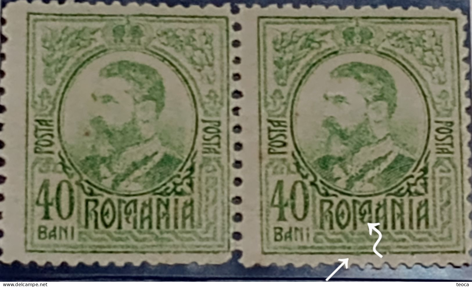 Romania 1908 King Carol I Of Romania, Printed With  Extension Of The Letter "M" Romania, Paar - Nuevos