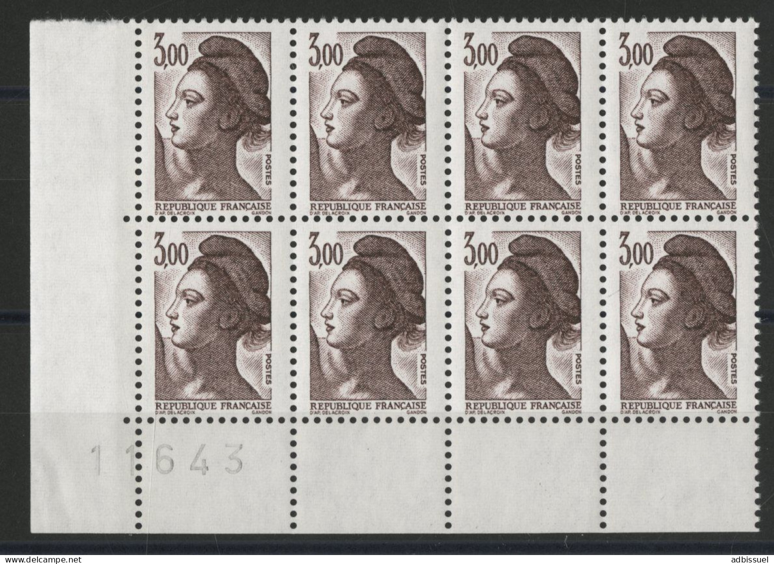 N° 2243a (x8) Cote 240 € SANS PHOSPHORE Liberté De Gandon 8 Timbres Avec La Variété Neufs ** (MNH) TB - Neufs