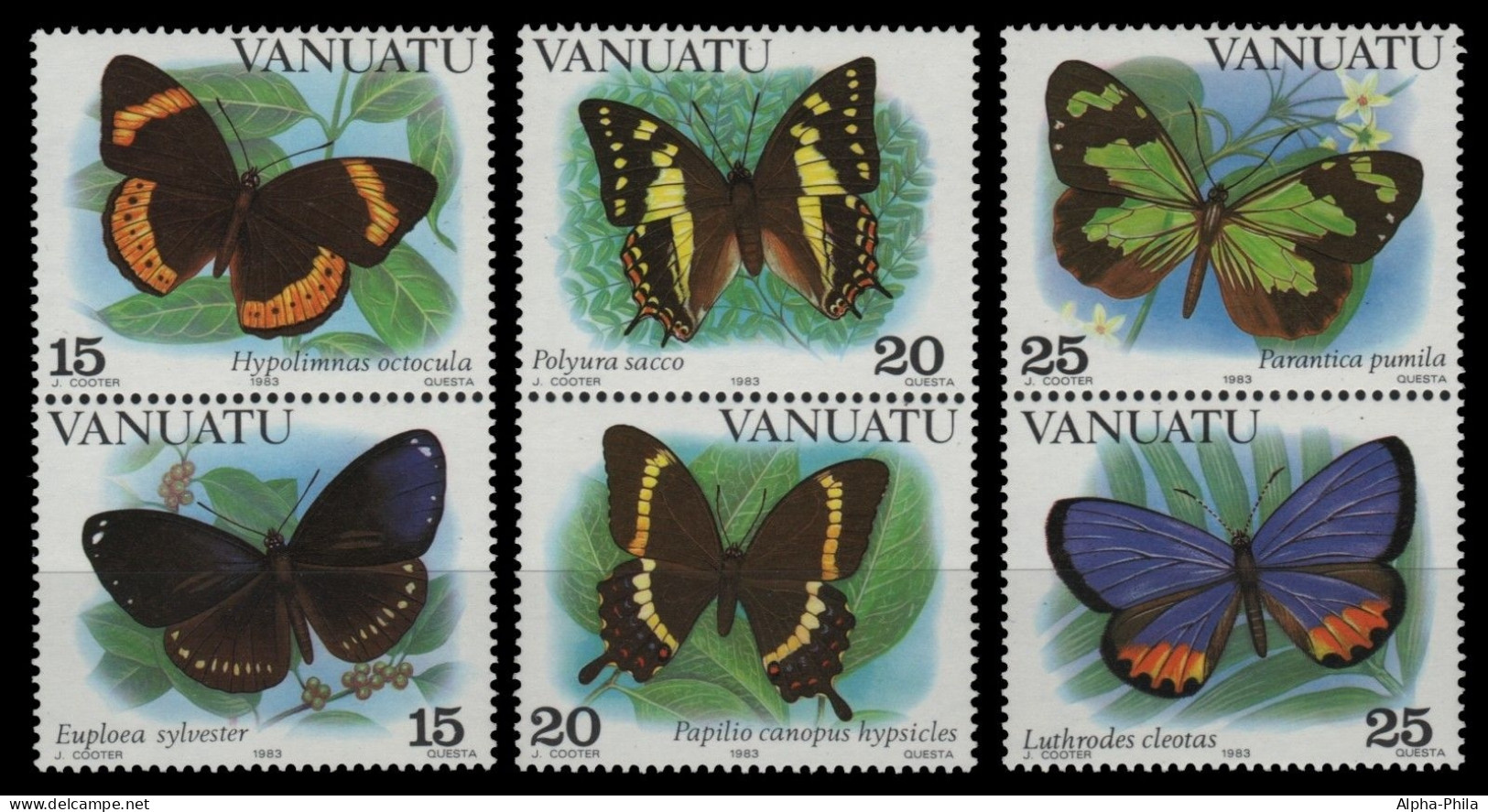 Vanuatu 1983 - Mi-Nr. 644-649 ( I ) ** - MNH - Schmetterlinge / Butterflies - Vanuatu (1980-...)