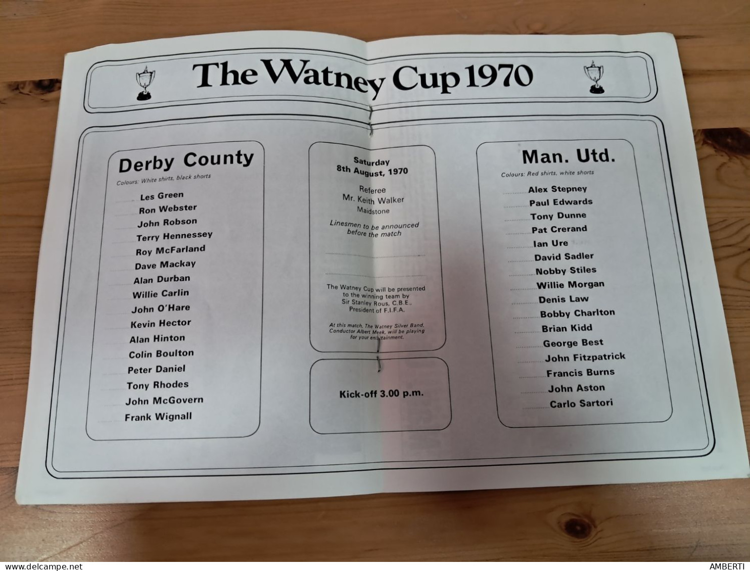 Watney Cup Final 1970 Programa Derby County-Manchester Utd - Sport