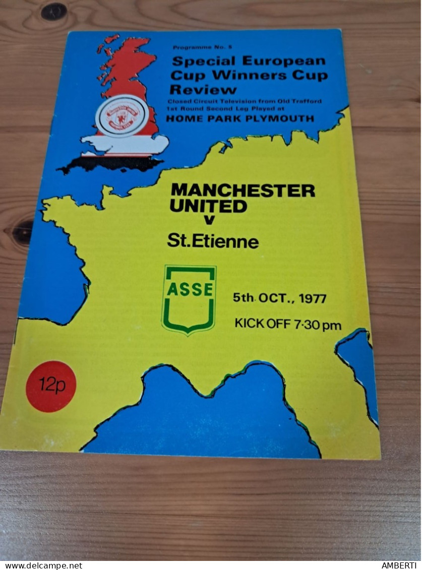 Cups Winners Cup 1977 Programa Manchester Utd-St Etienne - Deportes