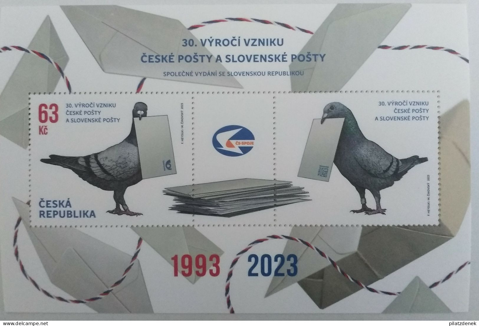 Czech Republik 2023, 30 Jahre RTschechischen Post, Zusammenausgabe Mit Slowakei, MNH - Blocks & Sheetlets