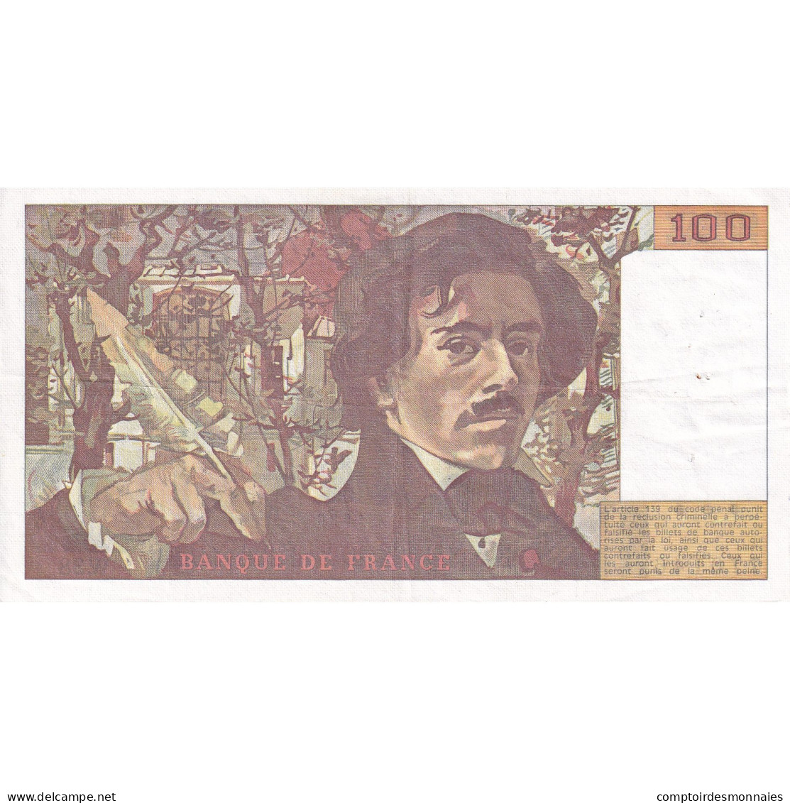 France, 100 Francs, Delacroix, 1980, W.38, TTB, Fayette:69.4b, KM:154b - 100 F 1978-1995 ''Delacroix''